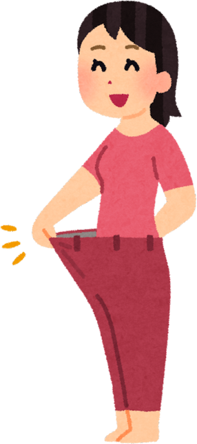 Illustration of a Happy Woman with Loose Pants After Weight Loss